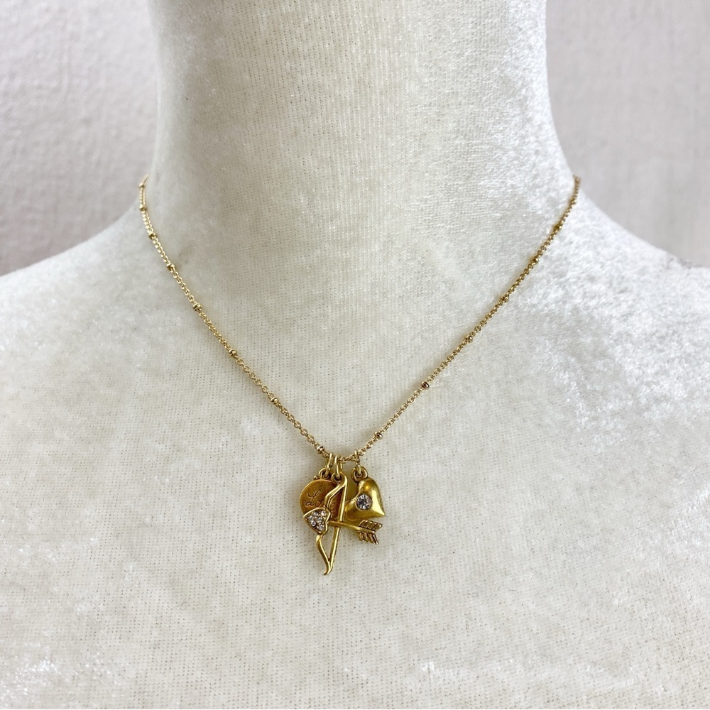 Sequin Brand Gold Tone Love theme Charm necklace